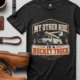 Bucket Truck T-Shirt - “My Other Ride Is A Bucket Truck” Utility Crew/Electrician Tee — black t-shirt, flat-lay product photo | Pressure Tested Co