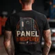 Funny Electrician Tee - "Panel Whisperer" Electrical Worker T-Shirt — black t-shirt, model photo | Pressure Tested Co