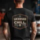 Funny HVAC Tee - "Licensed To Chill" HVAC Technician T-Shirt — black t-shirt, model photo | Pressure Tested Co