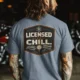 Funny HVAC Tee - "Licensed To Chill" HVAC Technician T-Shirt — blue-jean t-shirt, model photo | Pressure Tested Co