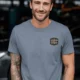 Funny HVAC Tee - "Licensed To Chill" HVAC Technician T-Shirt — blue-jean t-shirt, model photo | Pressure Tested Co