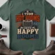 HVAC Technician T-Shirt — "I Turn Hot Rooms Into Happy Rooms" Vintage HVAC Shirt — blue-spruce — Flat-lay HVAC Technician T-Shirt — "I Turn Hot Rooms Into Happy Rooms" Vintage HVAC Shirt — blue-spruce t-shirt, flat-lay product photo | Pressure Tested Co