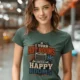 HVAC Technician T-Shirt — "I Turn Hot Rooms Into Happy Rooms" Vintage HVAC Shirt — blue-spruce — Model HVAC Technician T-Shirt — "I Turn Hot Rooms Into Happy Rooms" Vintage HVAC Shirt — blue-spruce t-shirt, model photo | Pressure Tested Co