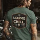 Funny HVAC Tee - "Licensed To Chill" HVAC Technician T-Shirt — blue-spruce t-shirt, model photo | Pressure Tested Co