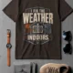 Funny HVAC Technician Tee - “I Fix The Weather Indoors.” Cooling/Furnace Shop Work Shirt — brown — Flat-lay Funny HVAC Technician Tee - “I Fix The Weather Indoors.” Cooling/Furnace Shop Work Shirt — brown t-shirt, flat-lay product photo | Pressure Tested Co