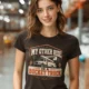 Bucket Truck T-Shirt - “My Other Ride Is A Bucket Truck” Utility Crew/Electrician Tee — brown t-shirt, model photo | Pressure Tested Co