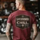Funny HVAC Tee - "Licensed To Chill" HVAC Technician T-Shirt — chili t-shirt, model photo | Pressure Tested Co