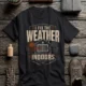 Funny HVAC Technician Tee - “I Fix The Weather Indoors.” Cooling/Furnace Shop Work Shirt — dark-grey — Flat-lay Funny HVAC Technician Tee - “I Fix The Weather Indoors.” Cooling/Furnace Shop Work Shirt — dark-grey t-shirt, flat-lay product photo | Pressure Tested Co
