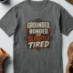 Grounded, Bonded and Slightly Tired Graphic Tee — Funny Electrical Worker Shirt — deep-heather t-shirt, flat-lay product photo | Pressure Tested Co