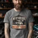 Bucket Truck T-Shirt - “My Other Ride Is A Bucket Truck” Utility Crew/Electrician Tee — deep-heather t-shirt, model photo | Pressure Tested Co