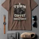 Mechanic Technician T-Shirt — "I Turn Coffee Into Horsepower" Vintage Work Shirt — espresso — Flat-lay Mechanic Technician T-Shirt — "I Turn Coffee Into Horsepower" Vintage Work Shirt — espresso t-shirt, flat-lay product photo | Pressure Tested Co