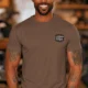 Funny HVAC Tee - "Licensed To Chill" HVAC Technician T-Shirt — espresso t-shirt, model photo | Pressure Tested Co
