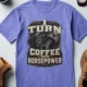 Mechanic Technician T-Shirt — "I Turn Coffee Into Horsepower" Vintage Work Shirt — flo-blue — Flat-lay Mechanic Technician T-Shirt — "I Turn Coffee Into Horsepower" Vintage Work Shirt — flo-blue t-shirt, flat-lay product photo | Pressure Tested Co