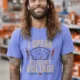 I Speak Fluent Voltage T-Shirt — Electrician & Electronics Tech Gift — flo-blue t-shirt, model photo | Pressure Tested Co