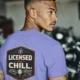 Funny HVAC Tee - "Licensed To Chill" HVAC Technician T-Shirt — flo-blue t-shirt, model photo | Pressure Tested Co