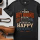 HVAC Technician T-Shirt — "I Turn Hot Rooms Into Happy Rooms" Vintage HVAC Shirt — graphite — Flat-lay HVAC Technician T-Shirt — "I Turn Hot Rooms Into Happy Rooms" Vintage HVAC Shirt — graphite t-shirt, flat-lay product photo | Pressure Tested Co