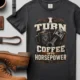 Mechanic Technician T-Shirt — "I Turn Coffee Into Horsepower" Vintage Work Shirt — graphite — Flat-lay Mechanic Technician T-Shirt — "I Turn Coffee Into Horsepower" Vintage Work Shirt — graphite t-shirt, flat-lay product photo | Pressure Tested Co