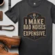 Funny Mechanic Tee - "I Make Bad Noises Expensive" Technician Worker/ Mechanic / Gearhead Tee — graphite t-shirt, flat-lay product photo | Pressure Tested Co