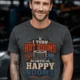 HVAC Technician T-Shirt — "I Turn Hot Rooms Into Happy Rooms" Vintage HVAC Shirt — graphite — Model HVAC Technician T-Shirt — "I Turn Hot Rooms Into Happy Rooms" Vintage HVAC Shirt — graphite t-shirt, model photo | Pressure Tested Co