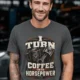 Mechanic Technician T-Shirt — "I Turn Coffee Into Horsepower" Vintage Work Shirt — graphite — Model Mechanic Technician T-Shirt — "I Turn Coffee Into Horsepower" Vintage Work Shirt — graphite t-shirt, model photo | Pressure Tested Co