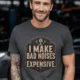 Funny Mechanic Tee - "I Make Bad Noises Expensive" Technician Worker/ Mechanic / Gearhead Tee — graphite t-shirt, model photo | Pressure Tested Co
