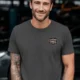Funny HVAC Tee - "Licensed To Chill" HVAC Technician T-Shirt — graphite t-shirt, model photo | Pressure Tested Co