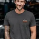 Funny Electrician Tee - "Panel Whisperer" Electrical Worker T-Shirt — graphite t-shirt, model photo | Pressure Tested Co