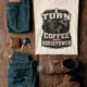 Mechanic Technician T-Shirt — "I Turn Coffee Into Horsepower" Vintage Work Shirt — ivory — Flat-lay Mechanic Technician T-Shirt — "I Turn Coffee Into Horsepower" Vintage Work Shirt — ivory t-shirt, flat-lay product photo | Pressure Tested Co