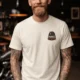 Funny Electrician Tee - "Panel Whisperer" Electrical Worker T-Shirt — ivory t-shirt, model photo | Pressure Tested Co