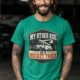 Bucket Truck T-Shirt - “My Other Ride Is A Bucket Truck” Utility Crew/Electrician Tee — kelly t-shirt, model photo | Pressure Tested Co