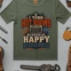 HVAC Technician T-Shirt — "I Turn Hot Rooms Into Happy Rooms" Vintage HVAC Shirt — moss — Flat-lay HVAC Technician T-Shirt — "I Turn Hot Rooms Into Happy Rooms" Vintage HVAC Shirt — moss t-shirt, flat-lay product photo | Pressure Tested Co