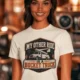 Bucket Truck T-Shirt - “My Other Ride Is A Bucket Truck” Utility Crew/Electrician Tee — natural t-shirt, model photo | Pressure Tested Co