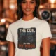 HVAC Technician Tee — “THE COIL WAS DIRTY. SO WAS MY MOOD.” — natural — Model HVAC Technician Tee — “THE COIL WAS DIRTY. SO WAS MY MOOD.” — natural t-shirt, model photo | Pressure Tested Co