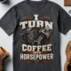 Mechanic Technician T-Shirt — "I Turn Coffee Into Horsepower" Vintage Work Shirt — navy — Flat-lay Mechanic Technician T-Shirt — "I Turn Coffee Into Horsepower" Vintage Work Shirt — navy t-shirt, flat-lay product photo | Pressure Tested Co