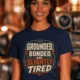 Grounded, Bonded and Slightly Tired Graphic Tee — Funny Electrical Worker Shirt — navy t-shirt, model photo | Pressure Tested Co