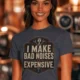 Funny Mechanic Tee - "I Make Bad Noises Expensive" Technician Worker/ Mechanic / Gearhead Tee — navy t-shirt, model photo | Pressure Tested Co