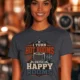 HVAC Technician T-Shirt — "I Turn Hot Rooms Into Happy Rooms" Vintage HVAC Shirt — navy — Model HVAC Technician T-Shirt — "I Turn Hot Rooms Into Happy Rooms" Vintage HVAC Shirt — navy t-shirt, model photo | Pressure Tested Co