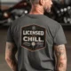 Funny HVAC Tee - "Licensed To Chill" HVAC Technician T-Shirt — pepper t-shirt, model photo | Pressure Tested Co