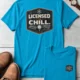 Funny HVAC Tee - "Licensed To Chill" HVAC Technician T-Shirt — sapphire t-shirt, flat-lay product photo | Pressure Tested Co