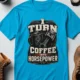 Mechanic Technician T-Shirt — "I Turn Coffee Into Horsepower" Vintage Work Shirt — sapphire — Flat-lay Mechanic Technician T-Shirt — "I Turn Coffee Into Horsepower" Vintage Work Shirt — sapphire t-shirt, flat-lay product photo | Pressure Tested Co