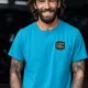 Funny HVAC Tee - "Licensed To Chill" HVAC Technician T-Shirt — sapphire t-shirt, model photo | Pressure Tested Co