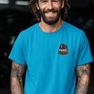 Funny Electrician Tee - "Panel Whisperer" Electrical Worker T-Shirt — sapphire t-shirt, model photo | Pressure Tested Co