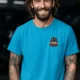 Funny Electrician Tee - "Panel Whisperer" Electrical Worker T-Shirt — sapphire t-shirt, model photo | Pressure Tested Co