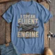 I Speak Fluent Engine T-Shirt — Mechanic Wrench Vintage Auto Repair Tee — steel-blue — Flat-lay I Speak Fluent Engine T-Shirt — Mechanic Wrench Vintage Auto Repair Tee — steel-blue t-shirt, flat-lay product photo | Pressure Tested Co