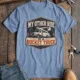 Bucket Truck T-Shirt - “My Other Ride Is A Bucket Truck” Utility Crew/Electrician Tee — steel-blue t-shirt, flat-lay product photo | Pressure Tested Co