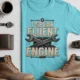 I Speak Fluent Engine T-Shirt — Mechanic Wrench Vintage Auto Repair Tee — turquoise — Flat-lay I Speak Fluent Engine T-Shirt — Mechanic Wrench Vintage Auto Repair Tee — turquoise t-shirt, flat-lay product photo | Pressure Tested Co