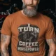 Mechanic Technician T-Shirt — "I Turn Coffee Into Horsepower" Vintage Work Shirt — yam — Model Mechanic Technician T-Shirt — "I Turn Coffee Into Horsepower" Vintage Work Shirt — yam t-shirt, model photo | Pressure Tested Co