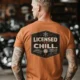 Funny HVAC Tee - "Licensed To Chill" HVAC Technician T-Shirt — yam t-shirt, model photo | Pressure Tested Co