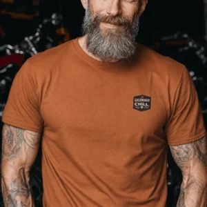 Funny HVAC Tee - "Licensed To Chill" HVAC Technician T-Shirt — yam t-shirt, model photo | Pressure Tested Co