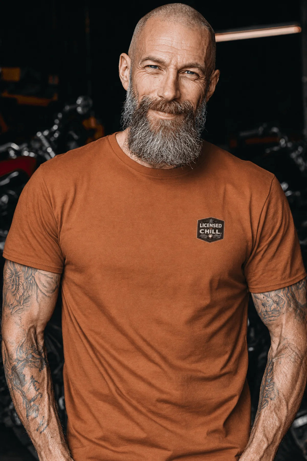 Funny HVAC Tee - "Licensed To Chill" HVAC Technician T-Shirt — yam t-shirt, model photo | Pressure Tested Co